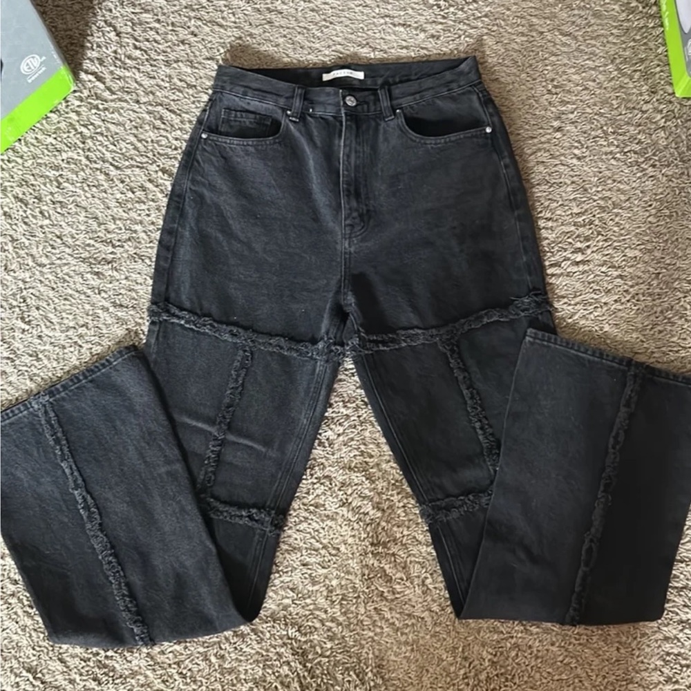 PacSun Eco Black Frayed High-Waisted Boot-Cut Jean